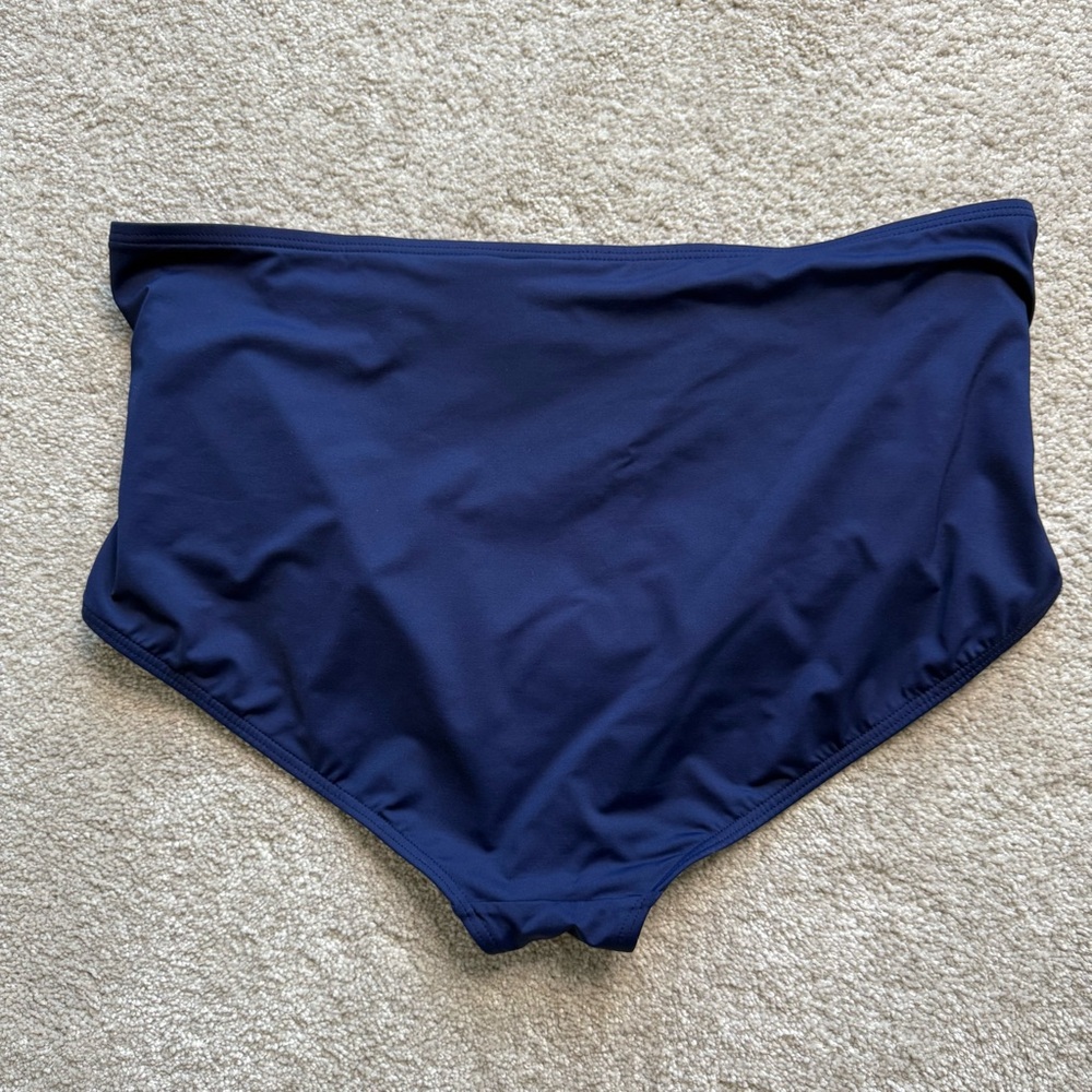 Land’s End Tummy Control High Waisted Retro Bikini Seim Bottoms Deep Sea Navy 3X - Picture 6 of 9
